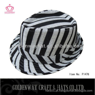 Chapéus de zebra com chapéu de fedora striated preto e branco para design exclusivo de moda de festa